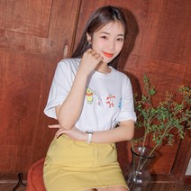 로미스토리 여성용 빅사이즈 디즈니 여유핏 반팔 티셔츠