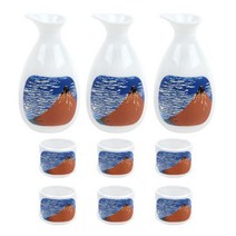 오체어스 A 화산 풍경 도자기 술병 + 술잔 2p 세트, 3세트, 술병 3p + 술잔 6p