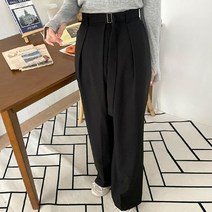 탱커스 여성용 벨트 포인트 와이드 팬츠