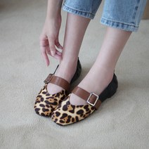 여성용 가죽 스퀘어 플랫슈즈 1.2cm MT 107-1
