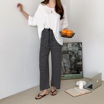 여성용 펠리츠 스트라이프 밴딩 골지 팬츠 cppt12014k34