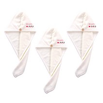 마켓감성 긴 헤어 터번 드라이 타올 피치하트, 화이트, 3개