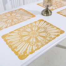 라온투유 북유럽 금장 테이블매트 4p, 06 공작 꽃, 30 x 45 cm