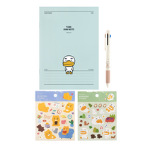 카카오프렌즈 A5 중철노트 + 데일리 4in1 샤프컬러펜 + 에이프릴샤워 리무버블 스티커 2p 세트, 튜브(노트), 랜덤발송(펜, 스티커), 1세트