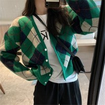 여성용 MA 모어 아가일 브이넥 가디건