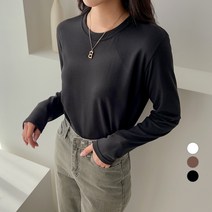 여성용 루즈핏 라운드 기모 티셔츠