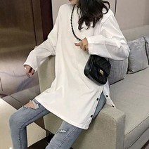 옆트임 단추 가을 빅사이즈 긴팔 임산부 티셔츠