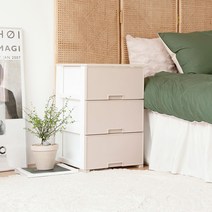 아임홈리빙 모던 우디 플라스틱 3단 서랍장, 베이지