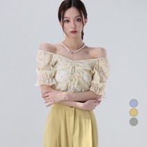 어썸어라운드 여성용 플라워 셔링 프릴 블라우스