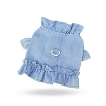 딩동펫 강아지 뮤 데님 크롭 하네스, 연청