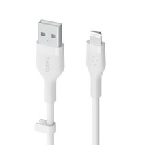 벨킨 플렉스 USB A-라이트닝 아이폰 고속 충전 케이블 CAA008bt1M, 화이트, 1m