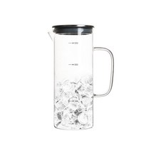 퓨어 스텐 뚜껑 눈금 내열 유리 물병, 혼합색상, 1300ml