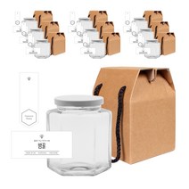 육각 꿀병 470ml + 캡 화이트 + 심플 밤꿀 스티커 S + 봉인스티커 + 박스 세트, 10세트