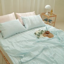 심플럭스 코코체크 시어서커 여름 홑이불 베개커버 세트
