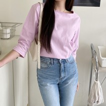 시크블랙 여성용 노이라 무지 스퀘어넥 5부소매 베이직 티셔츠 cpt12102k32