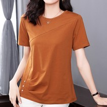 모네타 여서용 플러스 사이즈 단추포인트 반팔 티셔츠