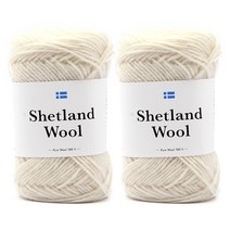 다루마 셰틀랜드 울 뜨개실, 2개, 01 아이보리