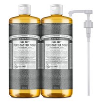 닥터브로너스 얼그레이 퓨어 캐스틸 솝 세안 앤 바디 클렌저 950ml x 2p + 펌프 세트, 1세트