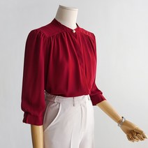 끌레느모네 여성용 올리 프릴 7부 블라우스