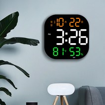 넥스원 디지털 LED 크로노그래프 무소음 온습도 리모컨 벽시계, 오렌지 + 화이트+ 그린