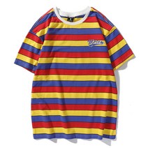 남성용 마켓A 레터링 컬러스트라이프 반팔 티셔츠