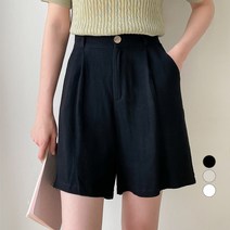 데이템 여성용 린넨 라이크 뒷밴딩 숏 팬츠