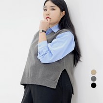 102102 여성용 빅사이즈 브이넥 트임 니트 조끼