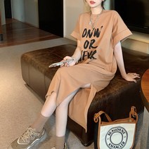 MA 브러쉬 레터링 빅사이즈 롱 원피스티