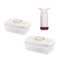 아띠홈 진공밀폐용기 세트, 1세트, 직사각 1100ml + 2200ml + 펌프