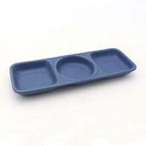 달소금 도자기 나눔접시 3칸 소스그릇, 무광 스틸블루, 1개