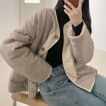 여성용 뽀송 양털 뽀글이 퀄팅 양면 패딩 점퍼