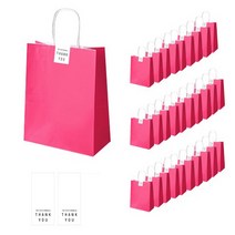 인디케이 쇼핑백 중 30p + 땡큐 직사각 라벨 30p 세트, 핫핑크(쇼핑백), 화이트(라벨)