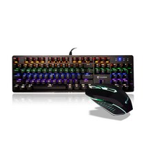 지클릭커 LED 적축 기계식 게이밍 유선 키보드 + 마우스 세트, 일반형, GMK-610X, 혼합색상
