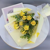 러블리팜 조화 샬롯 엔틱장미 꽃다발, 옐로우
