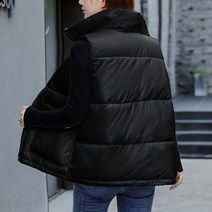 페이토 여성용 터틀넥 루즈핏 패딩 조끼