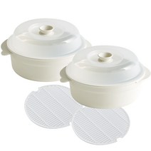 이지앤프리 전자레인지 찜기 1200ml 대 2p, 1세트, 화이트