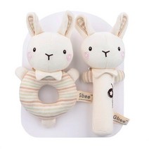 엠케이 오감발달 애니멀 친구들 딸랑이 2종 세트 one size, 아이보리(토끼)