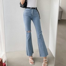 패션풀 여성용 에리딘 무릎컷팅 부츠컷 데님 팬츠 26351