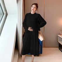 더블유비비 임산부 겨울 레깅스 핏 긴팔 원피스 DII221