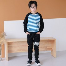 잭키드 남아용 블루ST네줄 기모 상하 바지세트