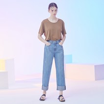 률앤와이 SECONDLETTER 여성용 롤업 스트레이트 데님 팬츠