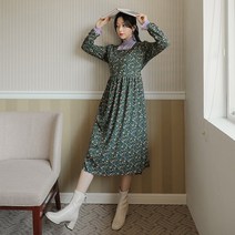 로미스토리 하프넥 티셔츠 플라워 롱 원피스 세트