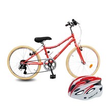 삼천리자전거 하이브리드자전거 22 DACOS JR 미조립 + PRO F2 헬멧, 130cm, 핑크(자전거), 화이트레드(헬멧)