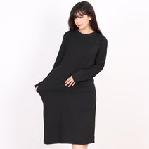 페이퍼먼츠 여성용 데일리 캐주얼 일자핏 긴팔 무지 미디 롱 원피스 13715