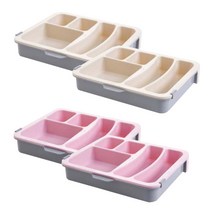 플라스틱 2단 서랍정리함 옷장정리 데스크정리함 아이보리 2p + 핑크 2p 세트, 1세트