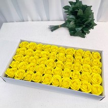 이플린 3겹 비누꽃 장미 50p + 잎사귀꽃대 50p, 노랑