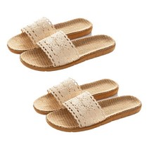 에버하우스 레이스 린넨실내화 2p, 베이지