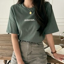시크폭스 여성용 아모르 레터링 반팔 티셔츠