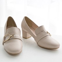 가이아슈 여성용 골드버클 로퍼 힐 펌프스 5cm