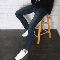 남성용 위드진 겨울 내츄럴 슬림 압착 경량 본딩 청바지 082